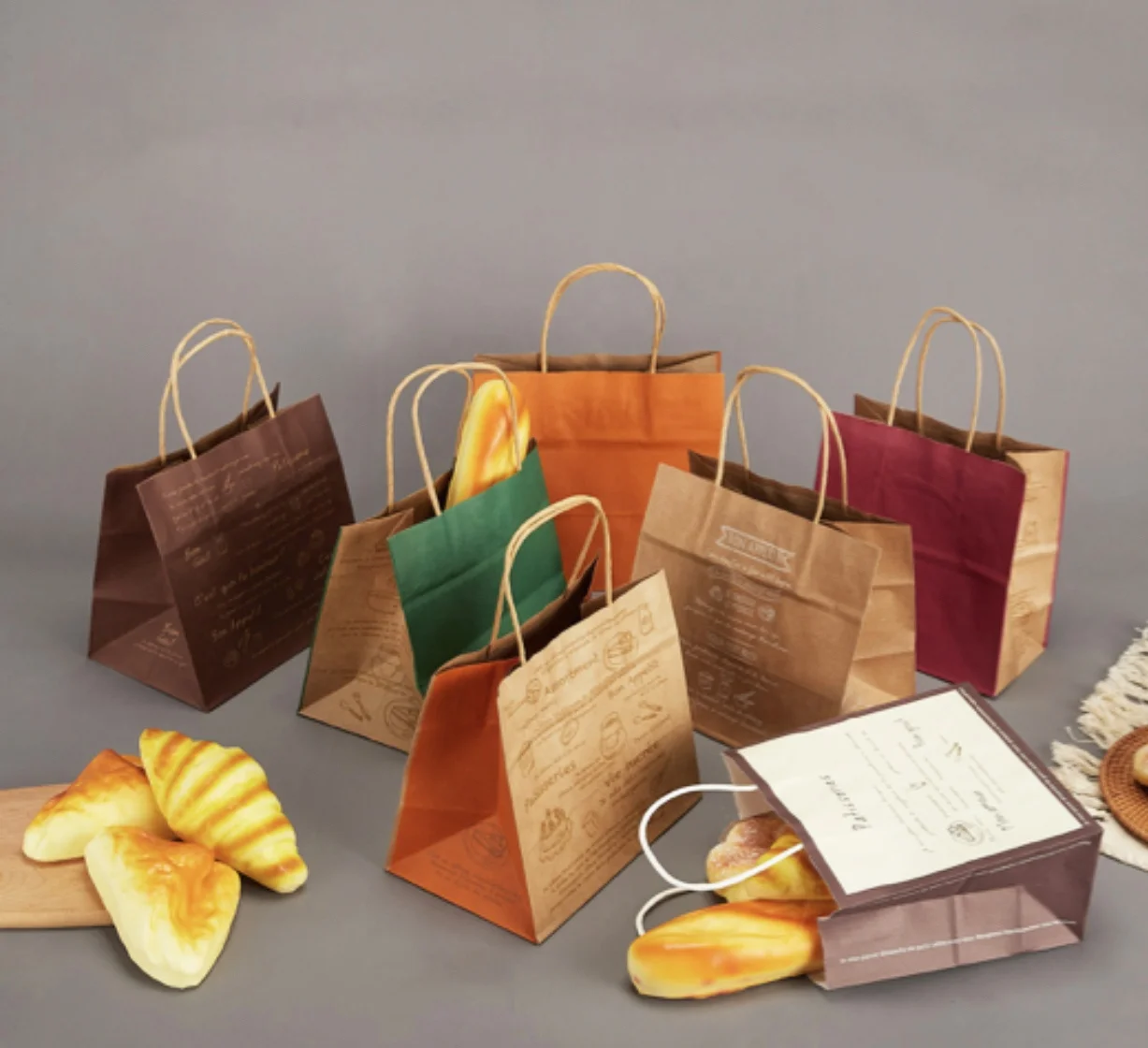 定制带扭曲纸柄的快餐袋,价格便宜的防水牛皮纸袋 - buy cheap kraft