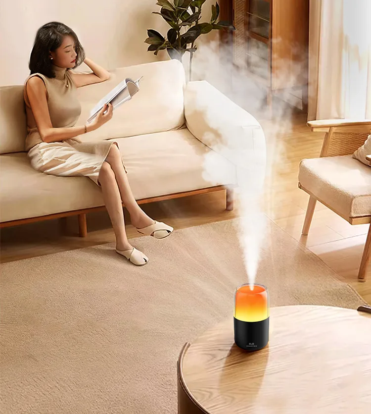 New Smart Simulation Flame Aroma Diffuser USB Mini Ultrasonic Plastic Home Desktop Fragrance Machine Flame Humidifier Ambient