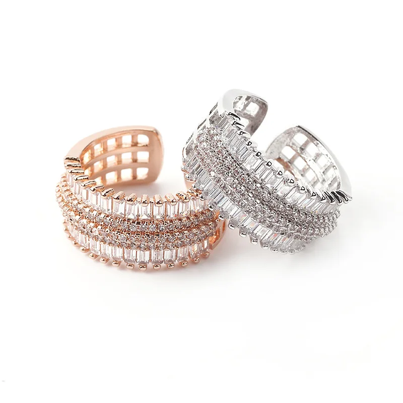 
Simple Clear Stone Design Micro Pave Wedding CZ Rings Jewelry Women 