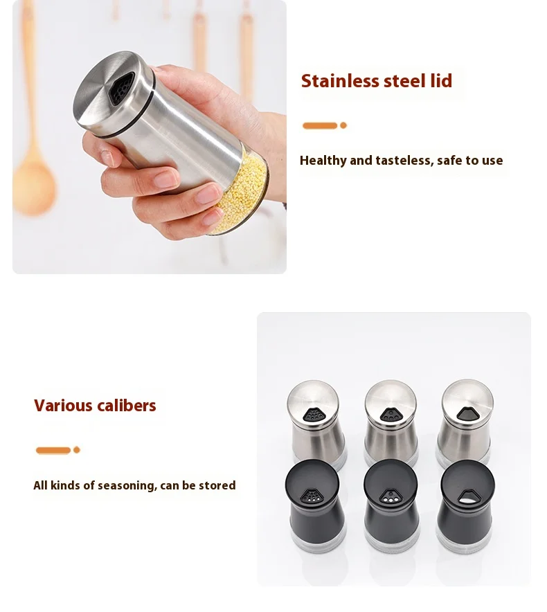 product wholesale 3oz modern design stainless steel glass spice jars 100ml seasoning bottle jars boxed kitchenware-7