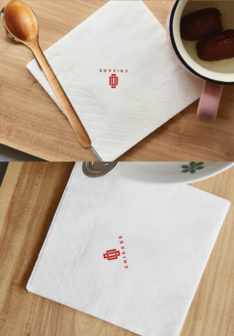 Hozhong 2 ply printing Logo new style table napkin paper white