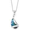 Fashion 925 Sterling Silver Sea Life Jewelry Sailing Pendant Blue Fire Opal Pendant