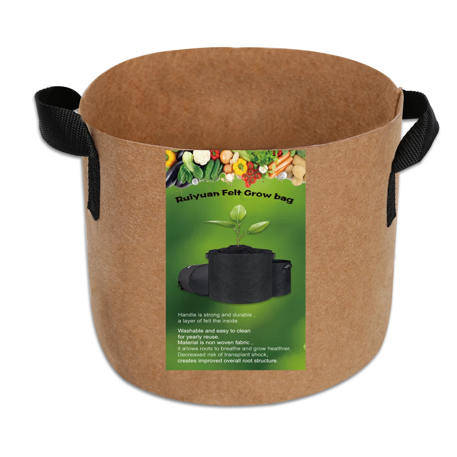 5 Pack 3 5 7 10 15 20 25 30 100 Gallon Non Woven Planter Grow Bags