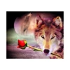 Support customization wolf with red rose animals full drill 5d diy diamond painting