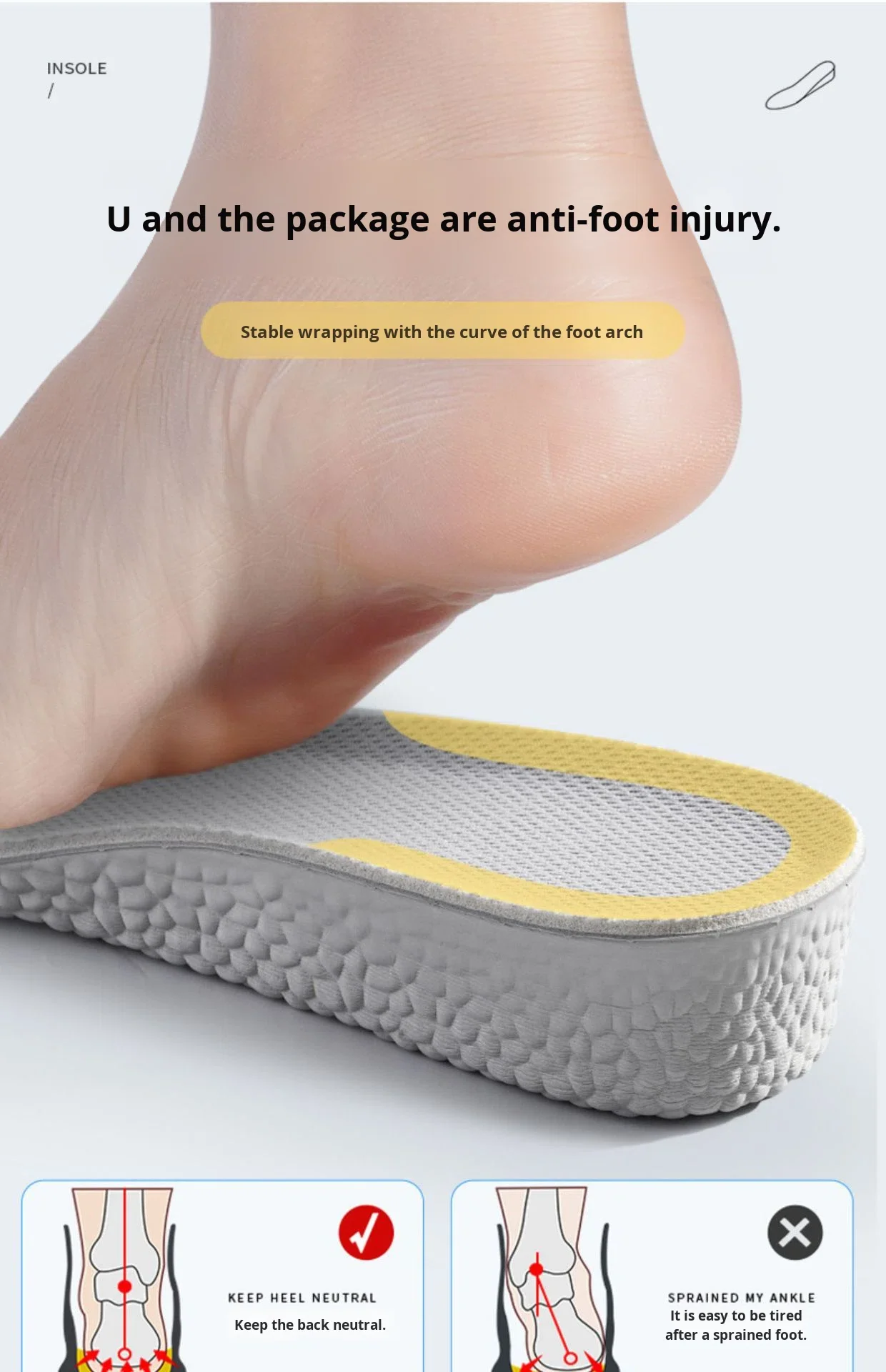 Height Increase Insoles EVA Popcorn Breathable Shoe Pads