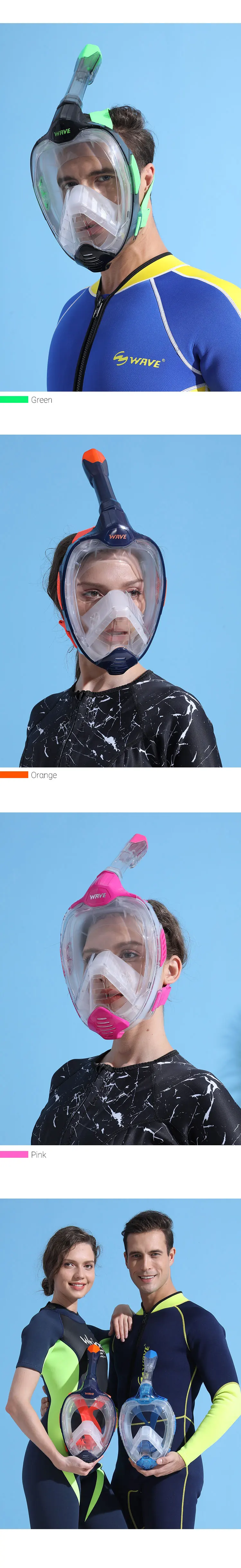 Custom Full Face Snorkel Mask Breath Folding Diving Snorkeling Mask For