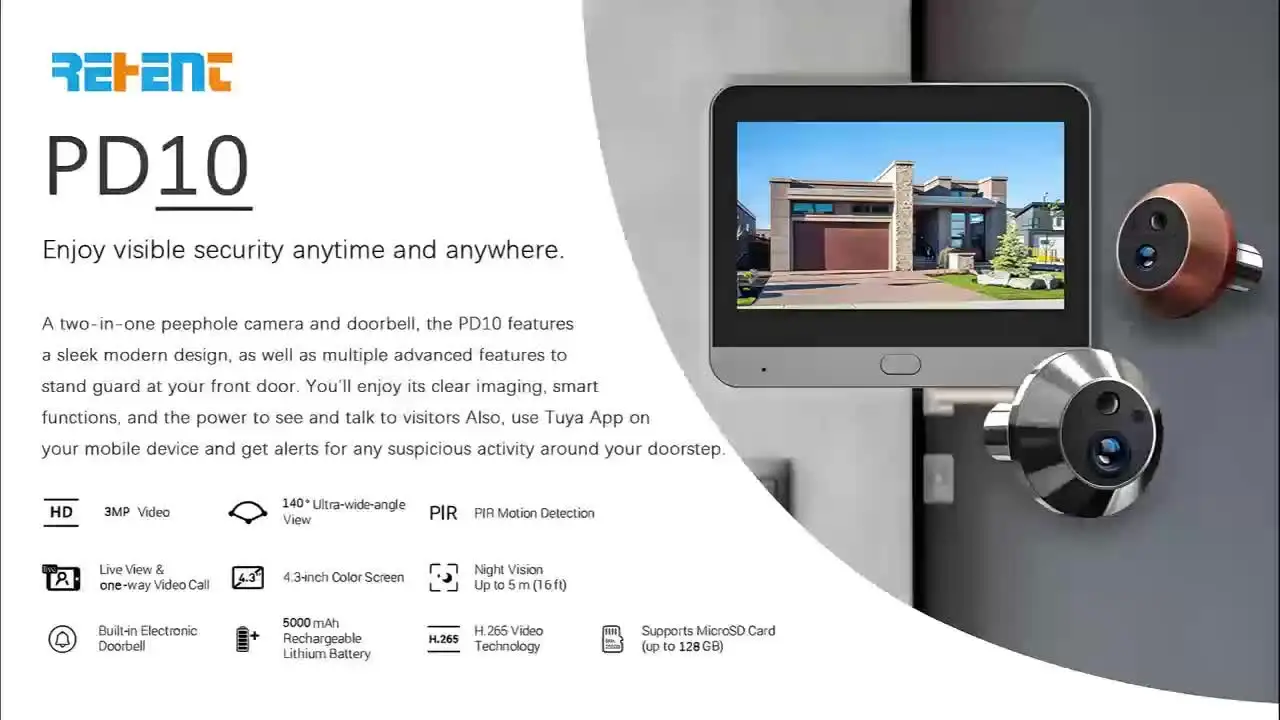 Smart Video Doorbell 3MP Hidden Mini Camera for Home Security