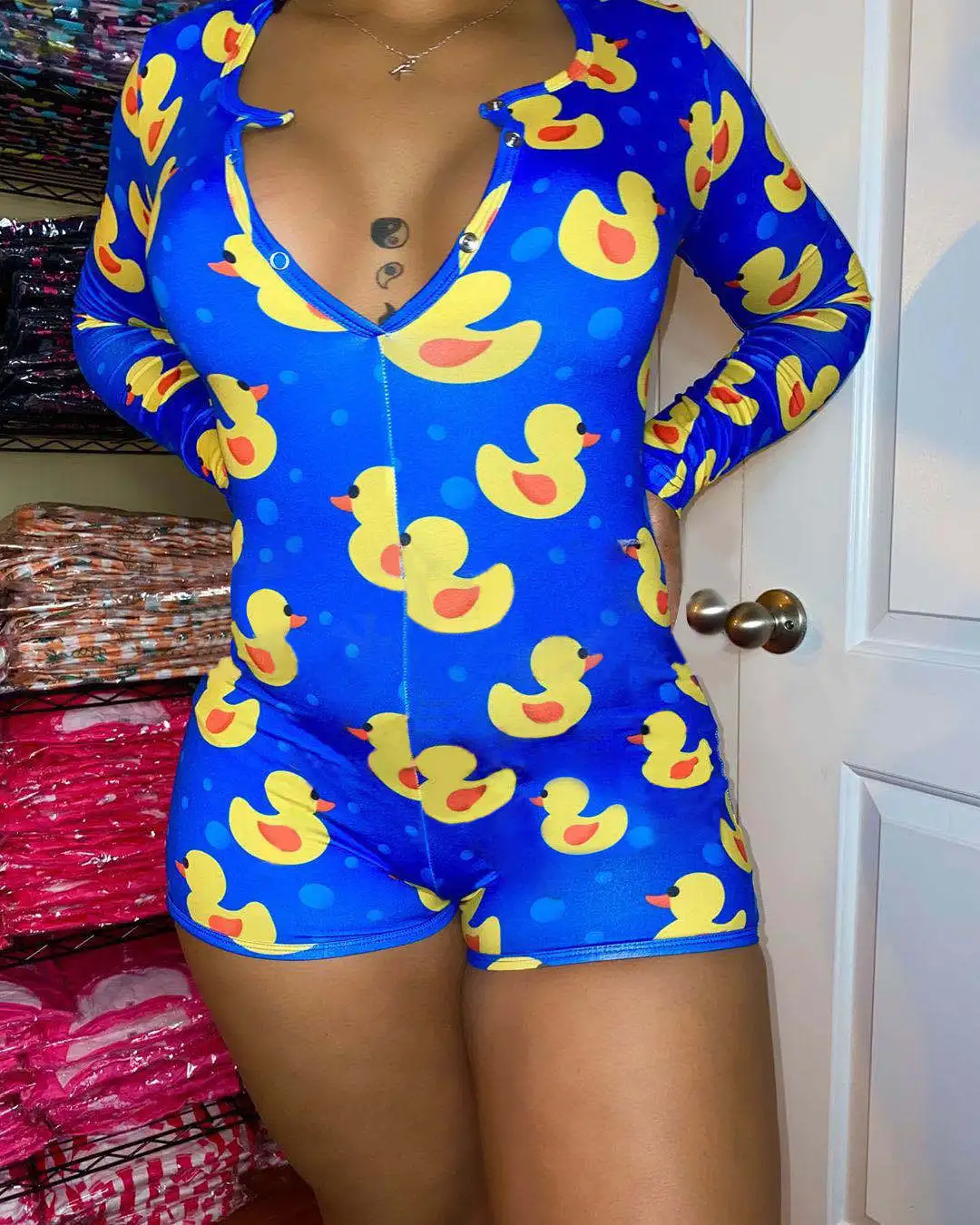 Hot Selling Fat Lady Fall Pajamas One Sie Women S Sleepwear Casual