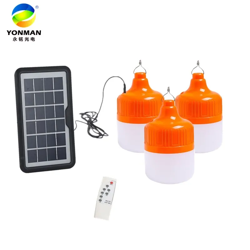 Orange All 50W 60W 80W 100W led rechargeable solar lights USB E27 charging solar bulb