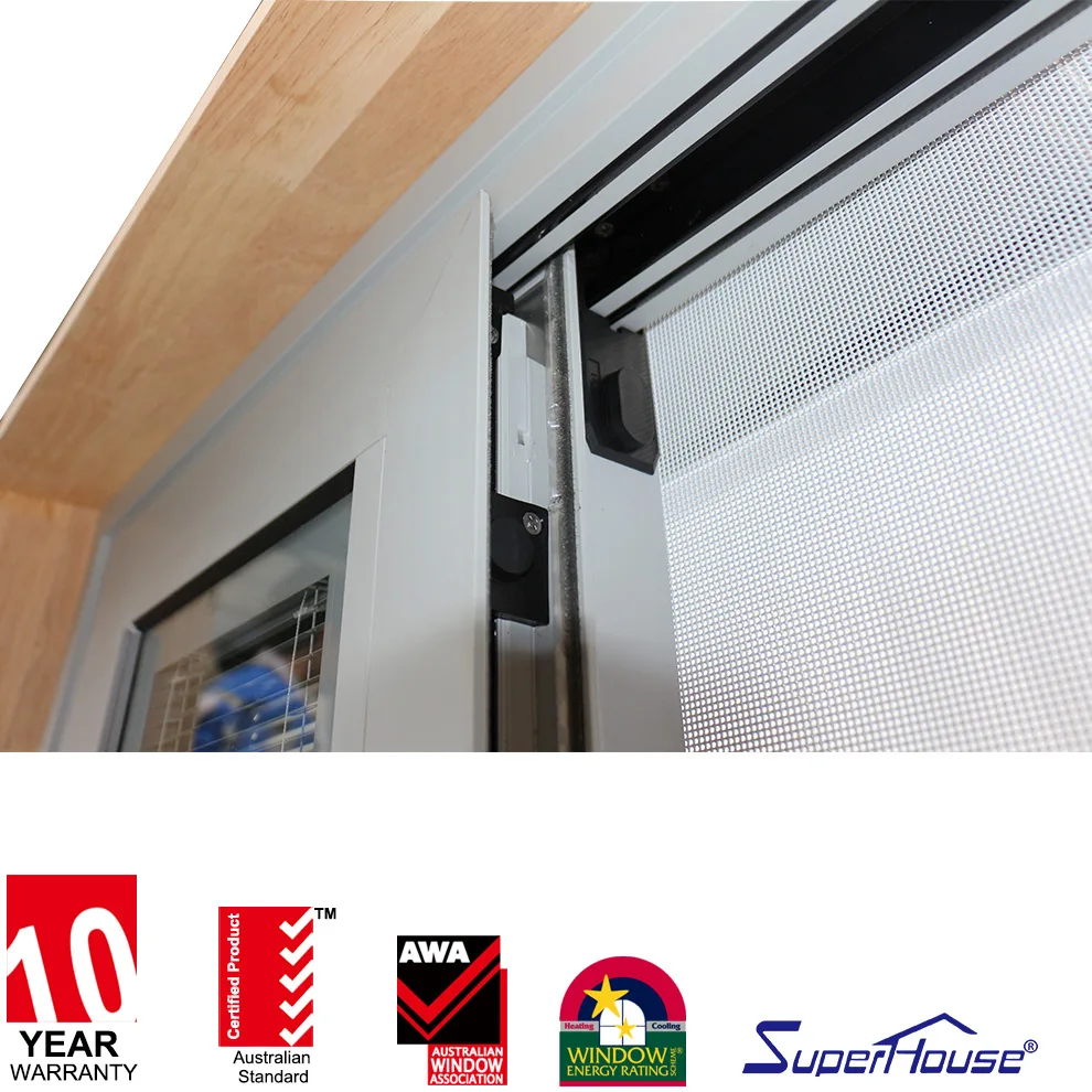 Aluminum sliding window with stainless steel security mesh and insert blinds with timber reveal
