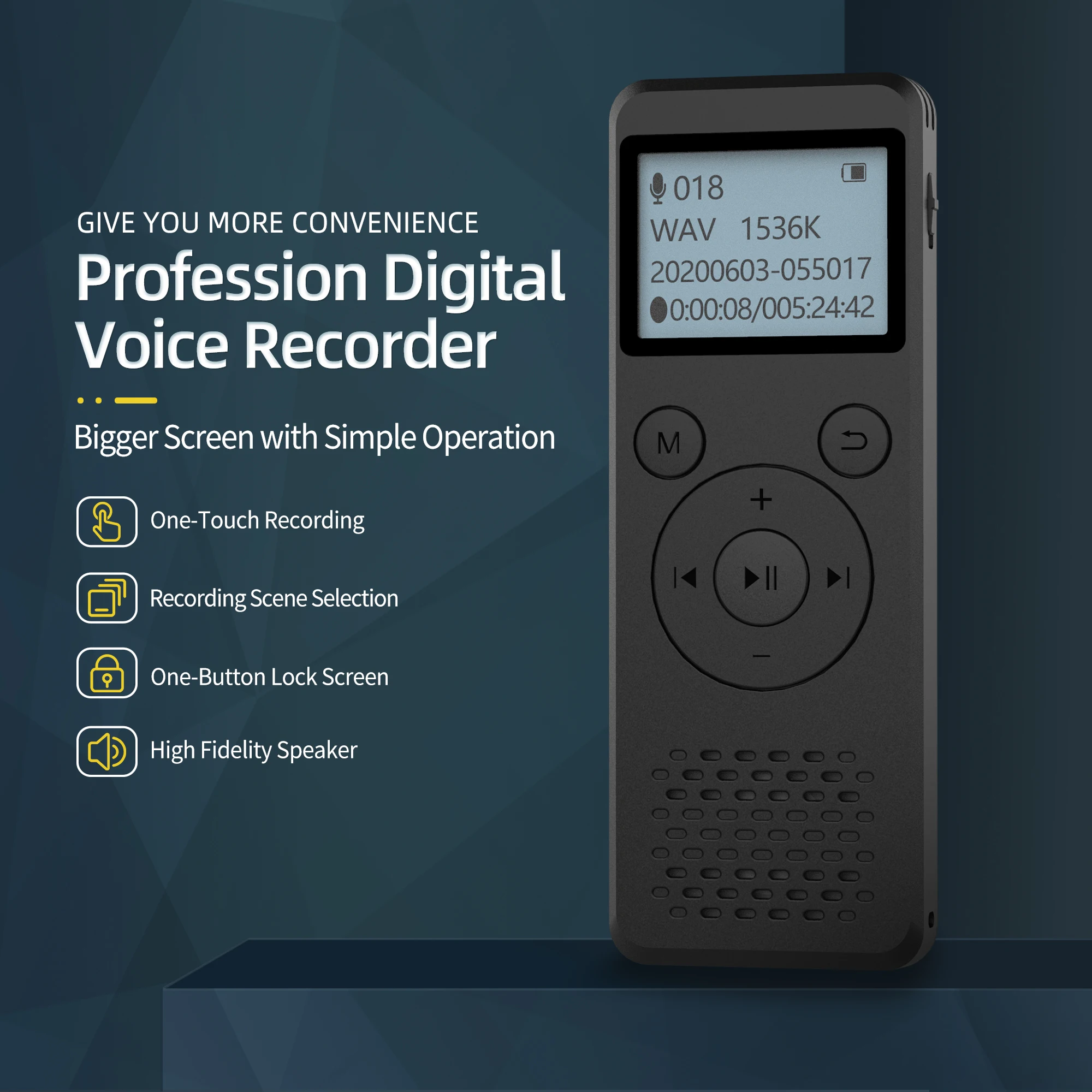 product-Hnsat-8GB Portable HD Digital Voice Recorder with MP3 Player, Built-in Microphone, Recharge