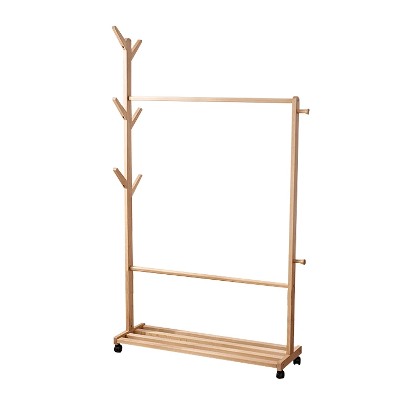 
Single layer Coat Rack Coat Hanger Natural Color Wood Style Time Living Lead Room Modern Furniture Clothes standing 