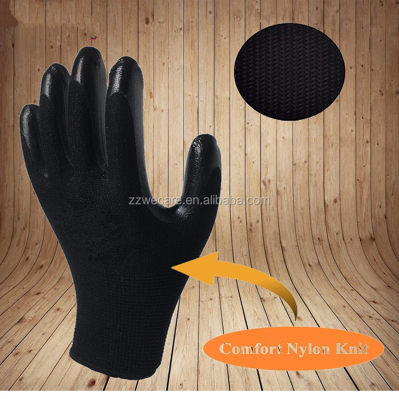 All Purpose Gardening Textured Grip Dipped Palm Finger Nitrile Coated Work Gloves 