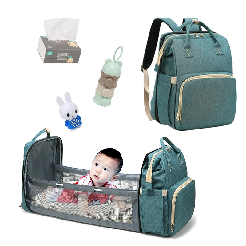
2020 2 In 1 Foldable Diaper Bag Multifunctional Portable Baby Bed Bag And Crib lequeen mom backpack diaper mother baby bag 