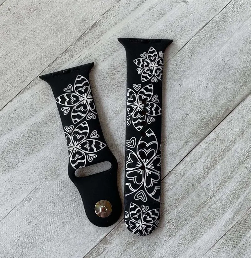 Dual Color Laser Engrave Silicone Watch Band Two Layer Silicone Watch