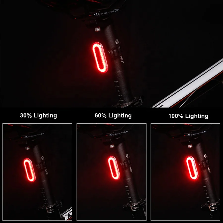 Smart warning bicycle rear light USB rechargeable bicycle light mountain bike light waterproof cycling bike warning lights