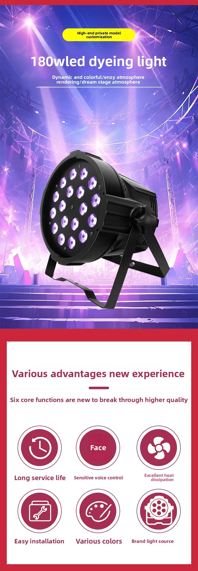 product 18 stage full color rgbw led dyeing light 12w night bar concert atmosphere spot four in one aluminum body dmx512 stage lighting220-0