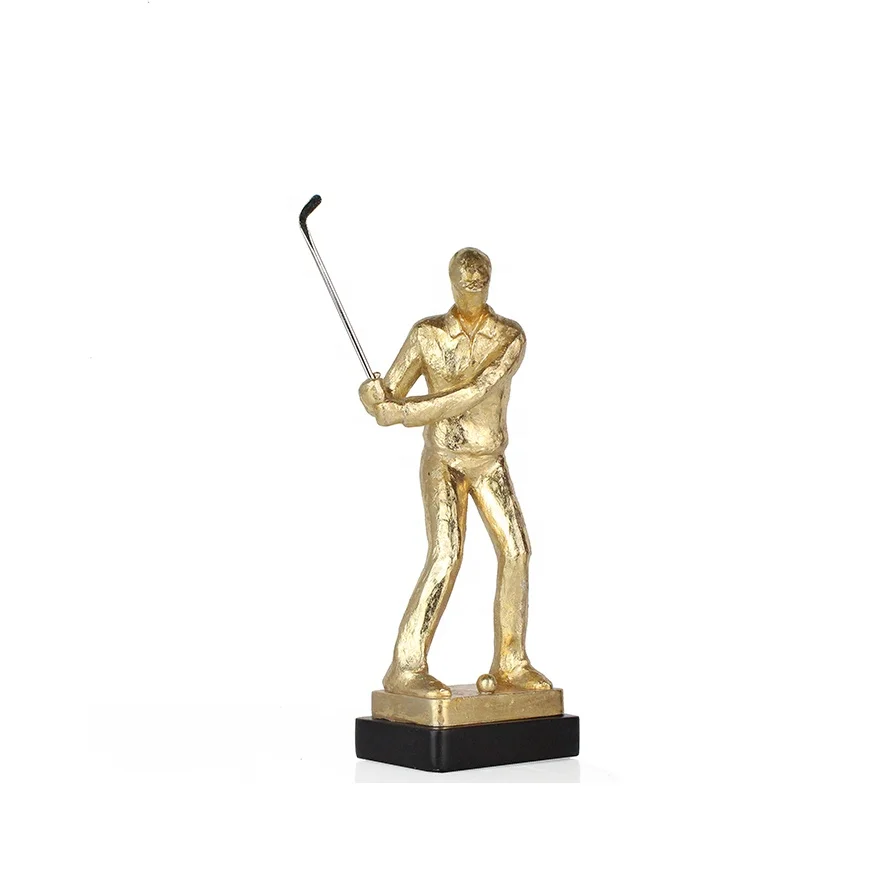 Gold resin figurines sculpture golf statue gifts for home ornements supplier