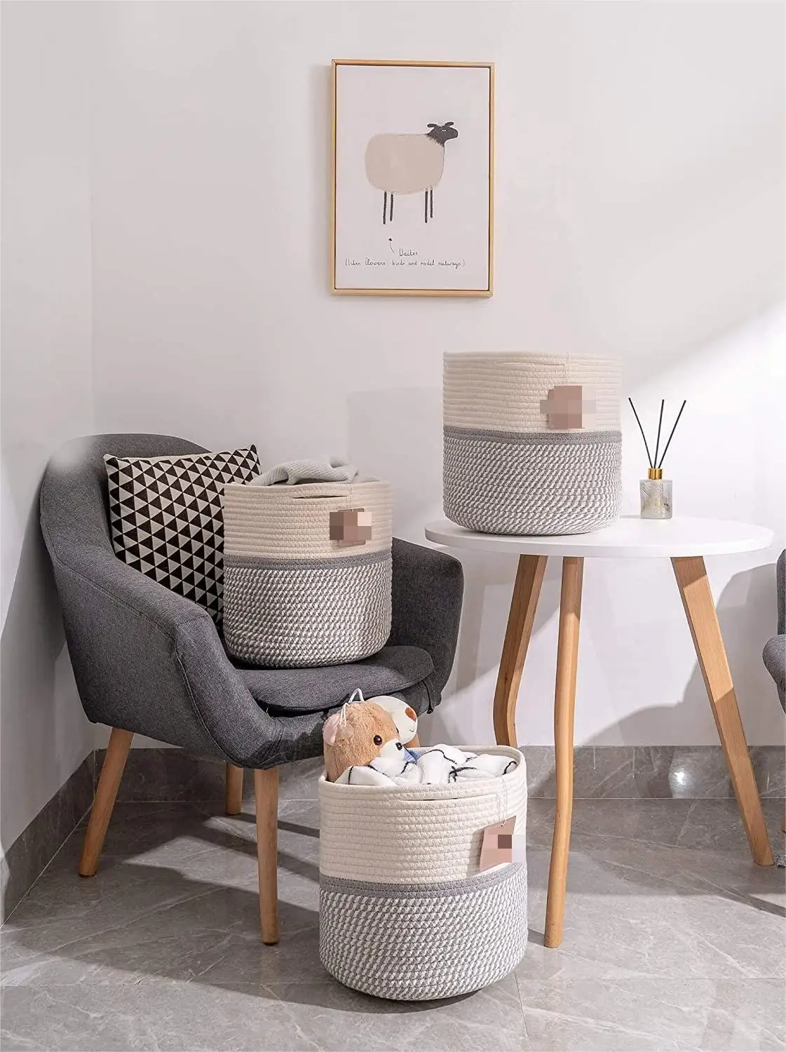 Large baskets for storage cotton jute rope plant dog basket kids cotton