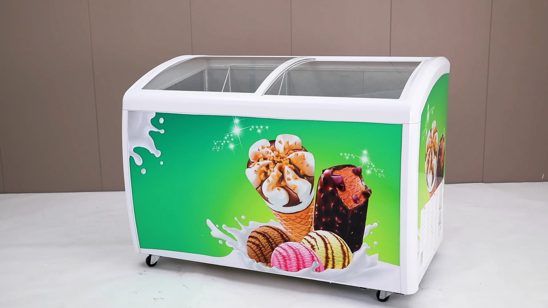 Commercial Curved Glass Door Ice Cream Chest Freezer Showcase Buy Chest Freezer Showcase 