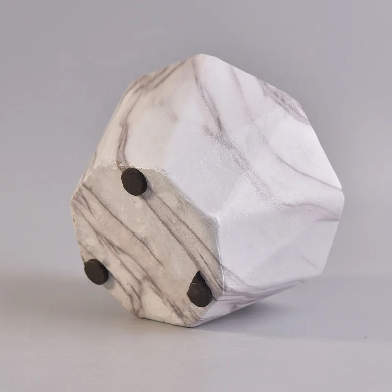 Geo cut clay candle holder concrete candle jar in bulk
