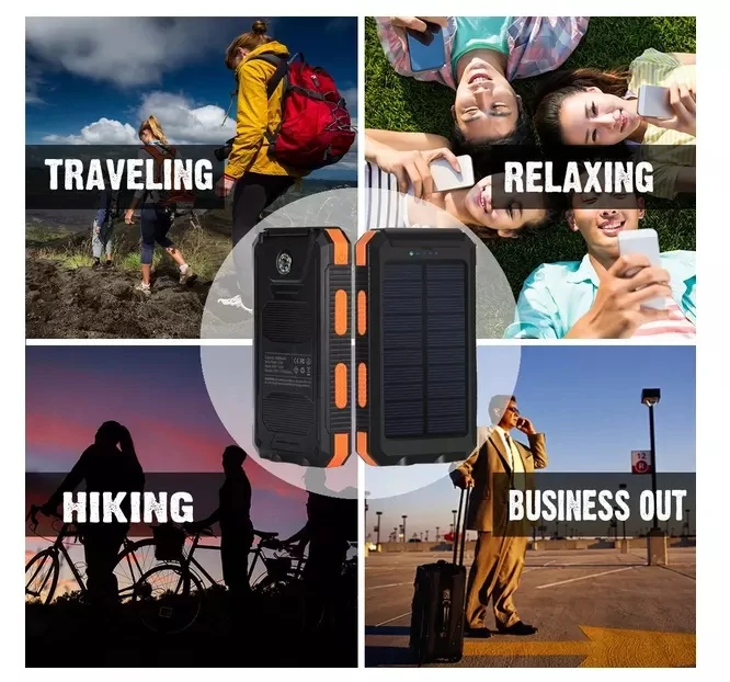 Amazon Hot Sale Power Bank Solar Waterproof 20000mah With Dual Led Lights Solar Charger Bank USB Lighter - ANKUX.COM