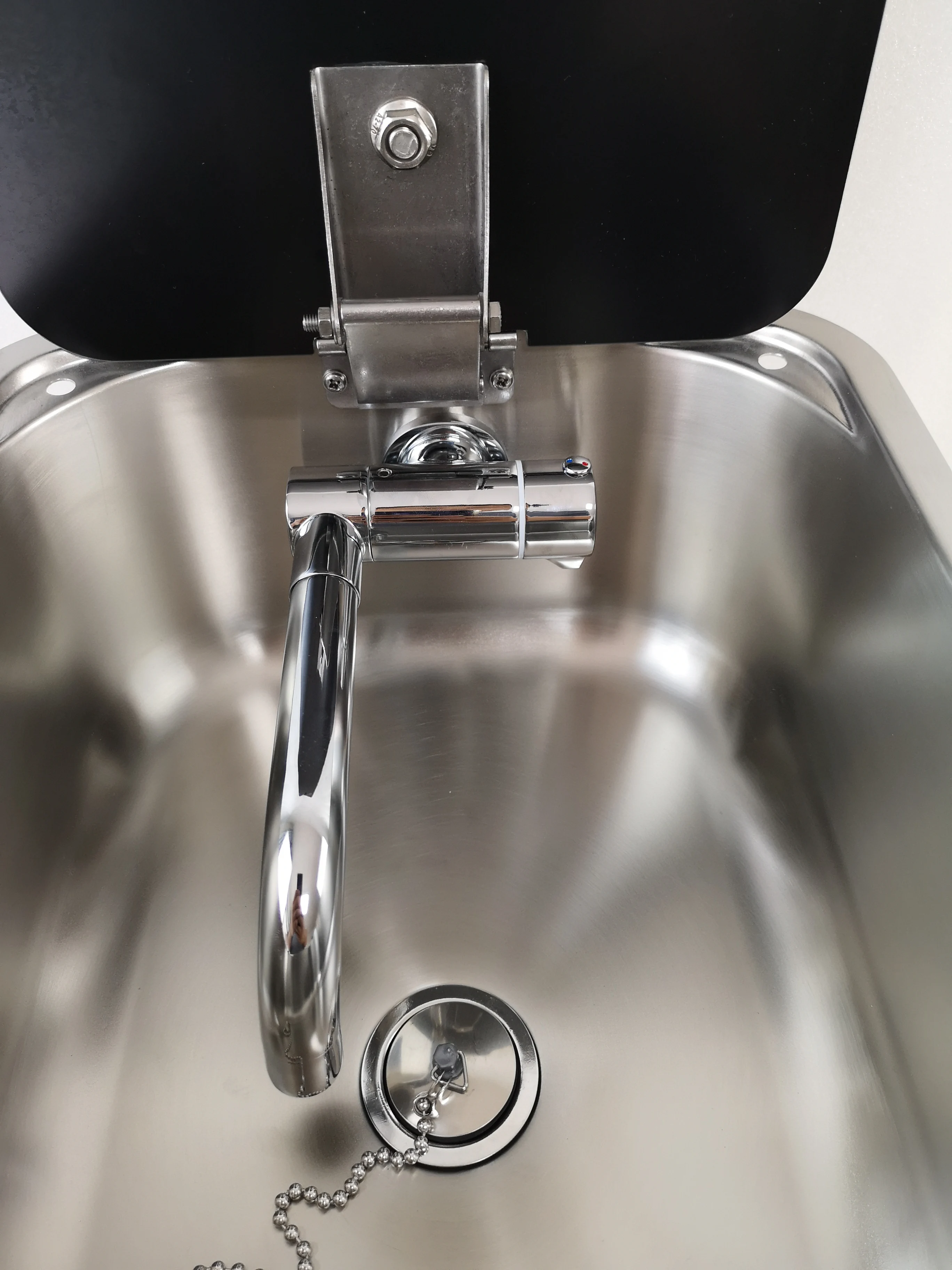 Boat Caravan Stainless Steel Sink With Tempered Glass Lid 380*280*136mm