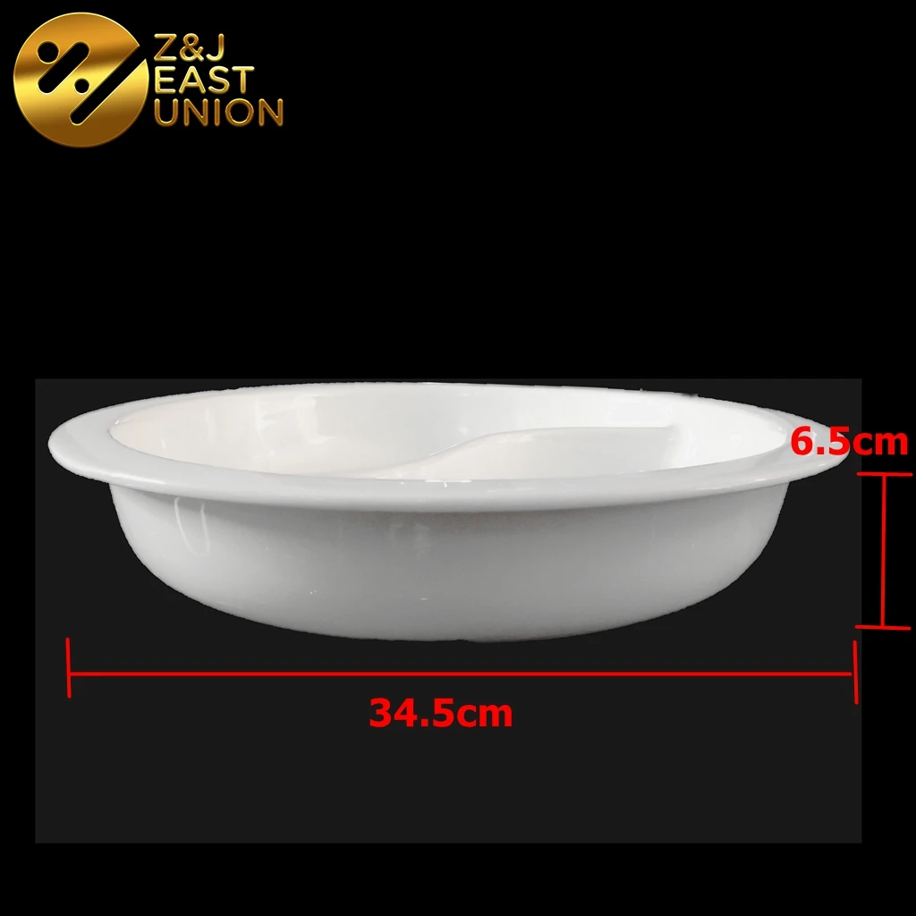 Small Size Divided Round White Porcelain Ceramic Commercial Gn Pan For ...