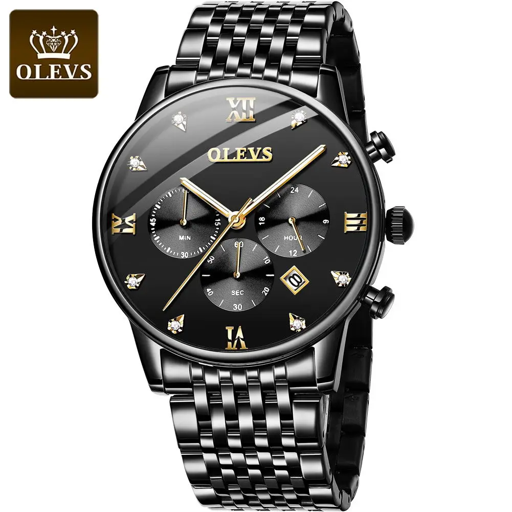 Olevs Brand Men's Business Chronograph Fashion Luxury Stainless Steel