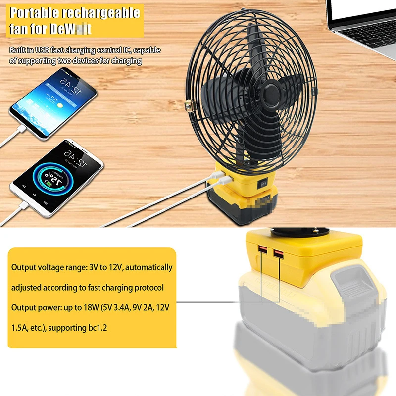 Usb Portable Clip Fan, 20V, Cordless, DCB200B - detail 8