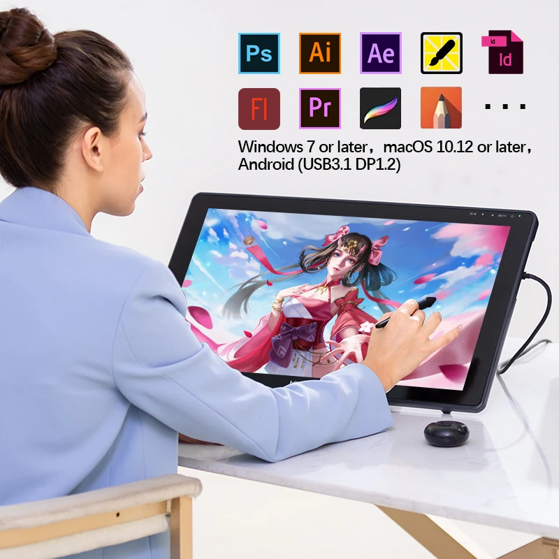 Professional Huion kamvas 22 plus Digital Pen Display 21.5 Inches IPS  graphic tablet drawing Monitor