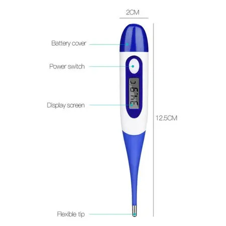 Thermometer Digital Electronic Waterproof Clinical Thermometer Soft Tip Oral Thermometer for Baby Infant Children