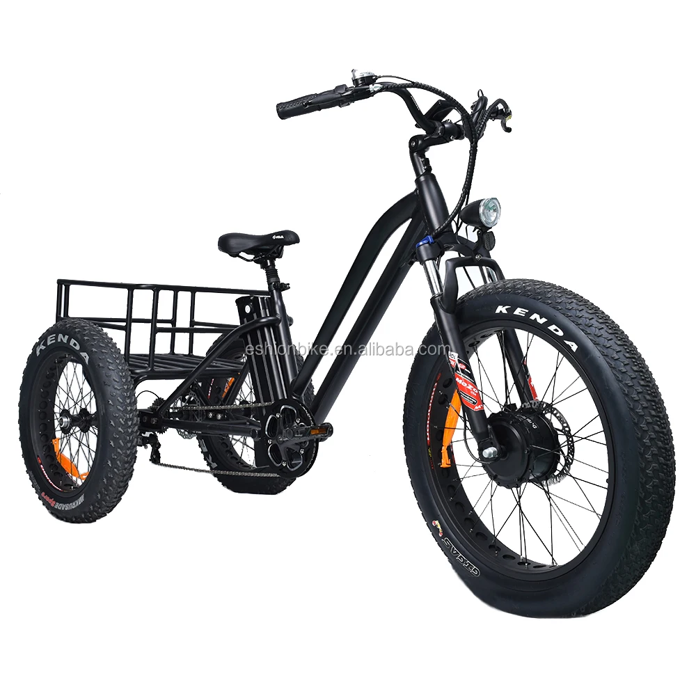 48v 500w 3 Wheels Electric Cargo Bike Front Drive E Cargo Bike Fat Tire ...