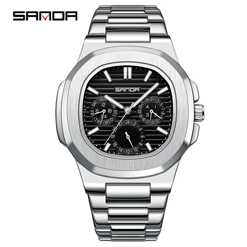 SANDA 7053 Luxury Stainless Steel Men's Quartz Watch - Waterproof