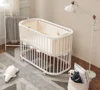 Luxury Round Designs Wooden Baby Cot Multi function Foldable White Baby Crib Bed