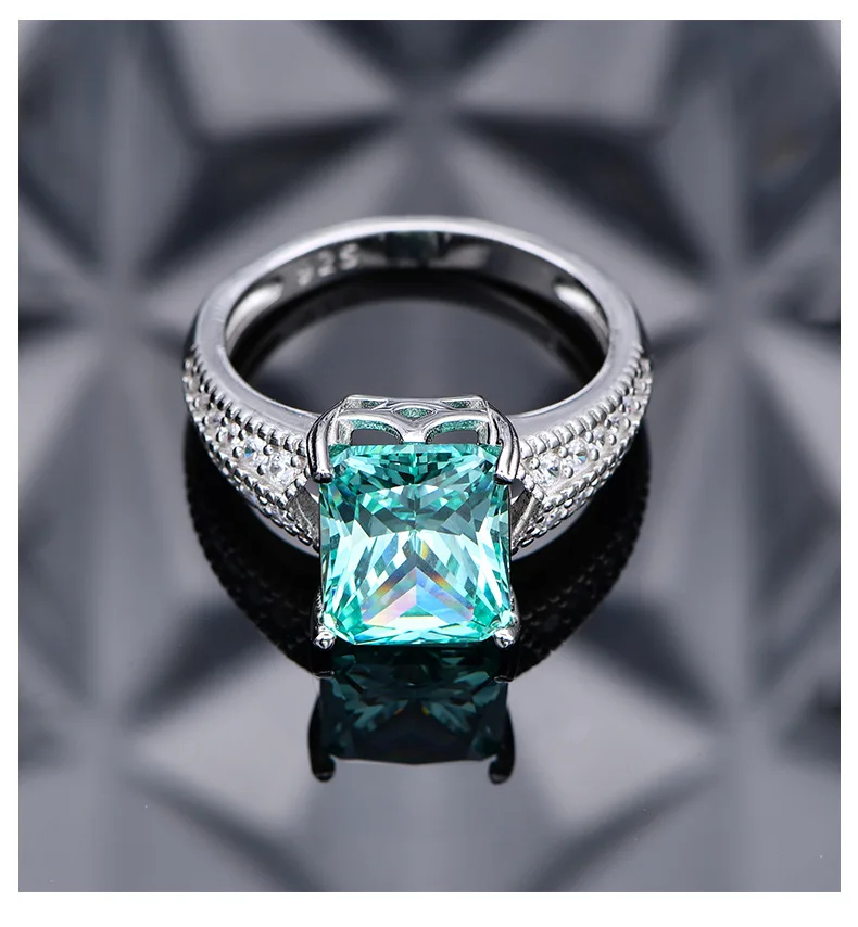 5.6 Karat Lab Diamond Ring Classic 8*10 Ice Flower Cut 925 Silver Ring with Classic Style