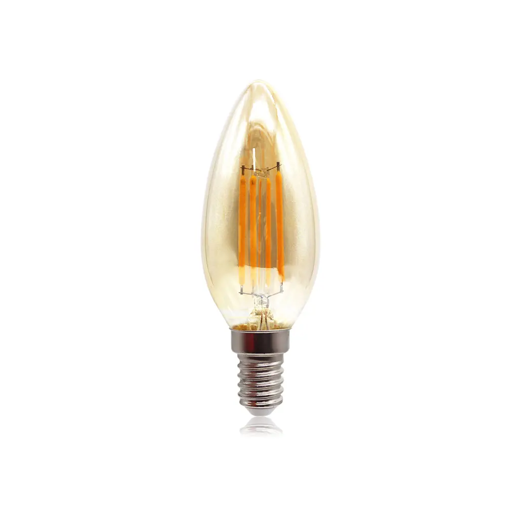 E14 led filament lamp bulb C35 4w dimmable clear&gold candle glass vintage incandescent Edison LED filament bulb