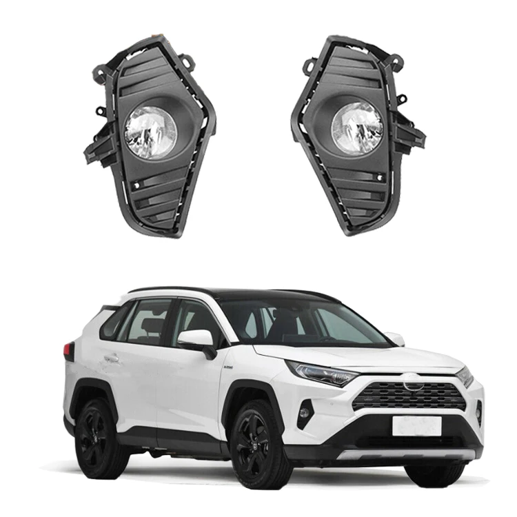 Sandonled Car Fog Light Assembly Kit RAV4 2018 2019 Front Bumper Lamp Fog Lights 12V DRL with Halogen Bulb Wire Harness Lights