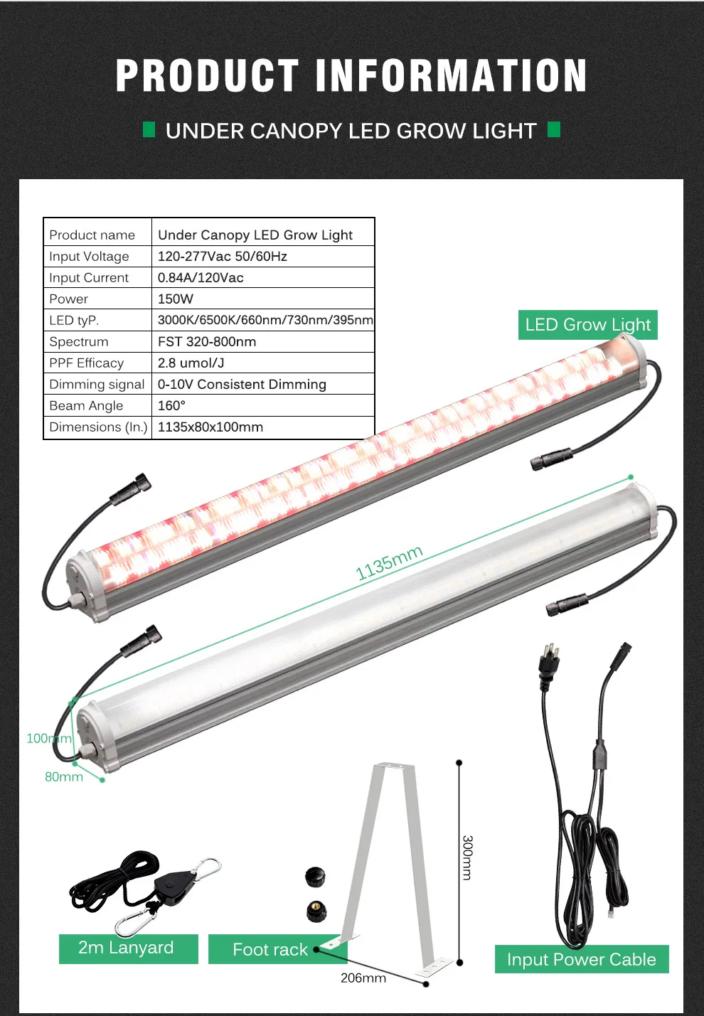 LED Full Spectrum Plant Growth Lamp for Greenhouse Aluminum Body with SMD 2835 Chip Bottom Fill Light for Inter-Plant & Planting details