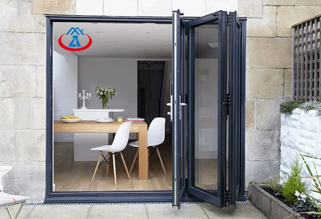 product-Aluminum Alloy Frame Double Tempered Glass Patio Folding Door Bifolding Door System-Zhongtai