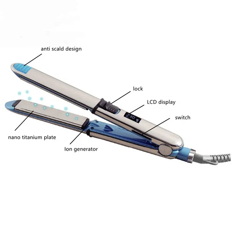 Multifunction Hair Straightener Plate With Lock Can Roll Straight Dual