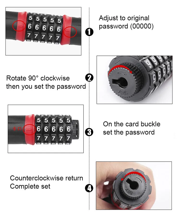 2020 New Design 5 Digit Combination Bike Anti-theft Bicycle Chain Password Lock,Mountain Bike Steel Lock