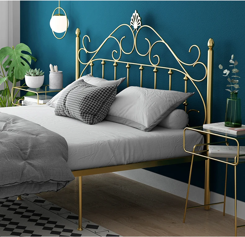 2020 Golden Color Metal Beds Frame Steel Beds Foundation Queen Size