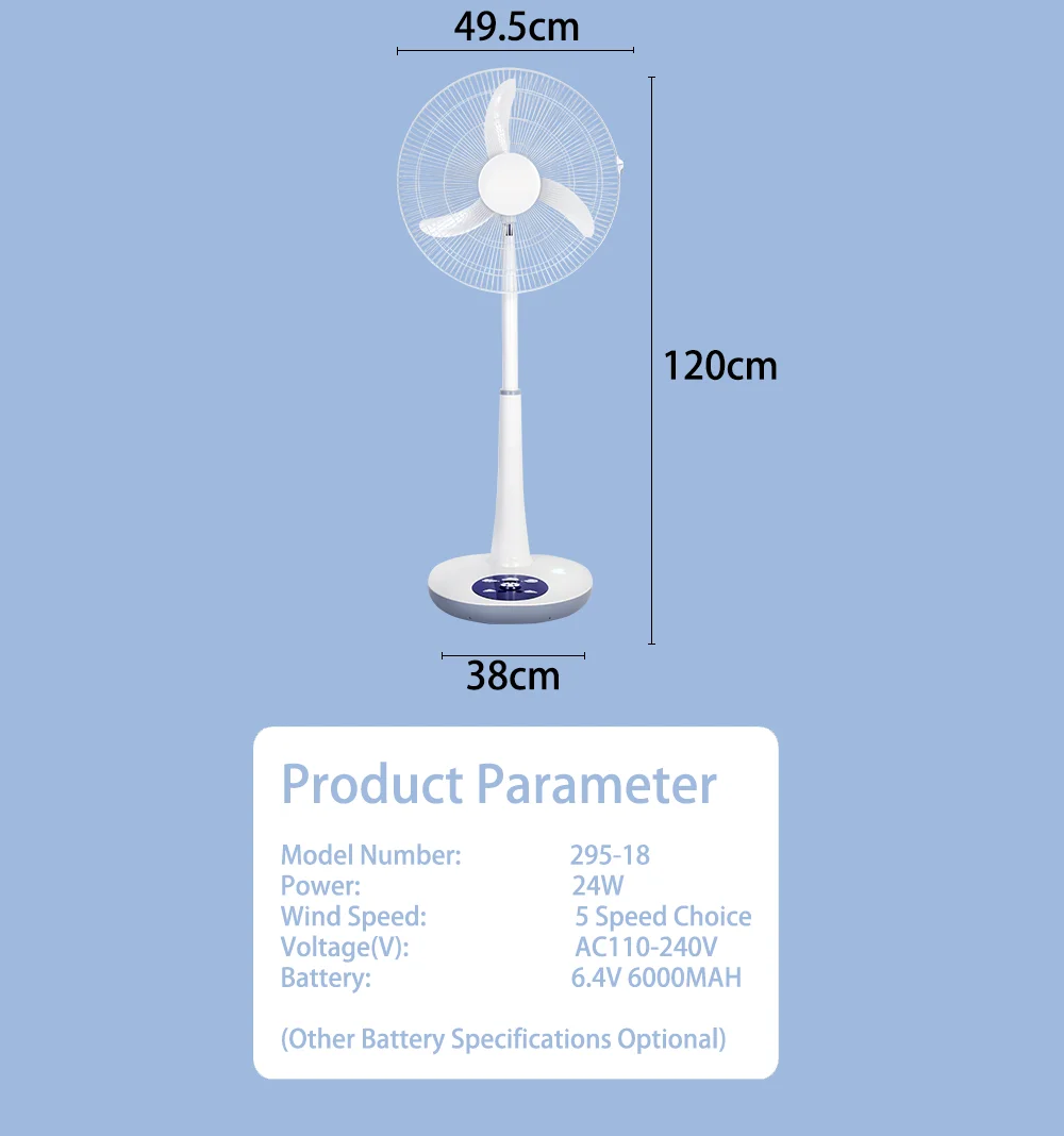 Pedestal Fan, 6.4V, 6000MAH, LiFePO4, LED - detail 8