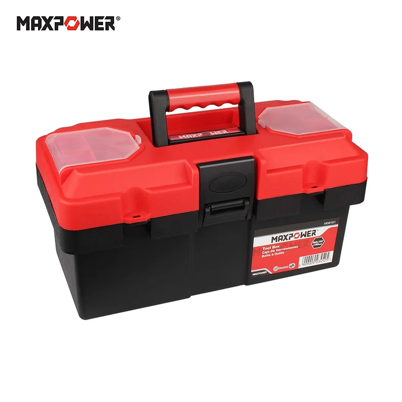 Maxpower 14 Inch Red Portable Plastic Tool Boxes With Removable Tray