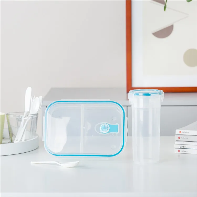 Eco-friendly school children used transparent plastic tiffin food lunch box with water bottle.jpg