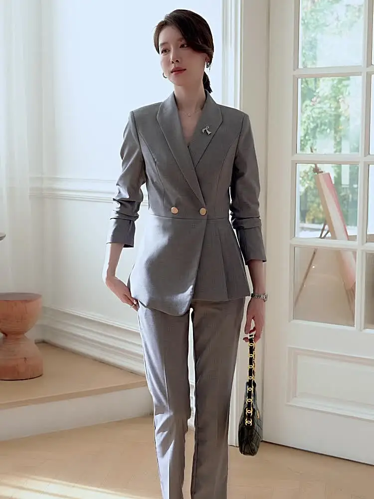 Shoe Grey Blazer And Black Pants For Interview Formal Outfit Grey