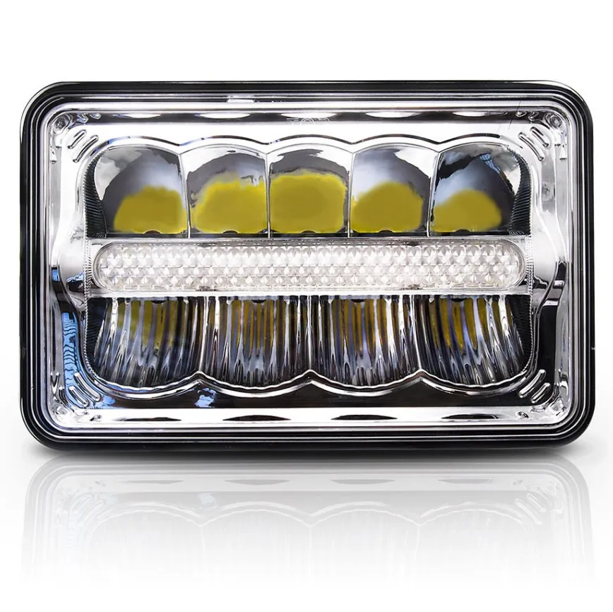 Square 5" 4x6 Led Auxiliary Headlight Sealed Beam Driving Light Drl 45w