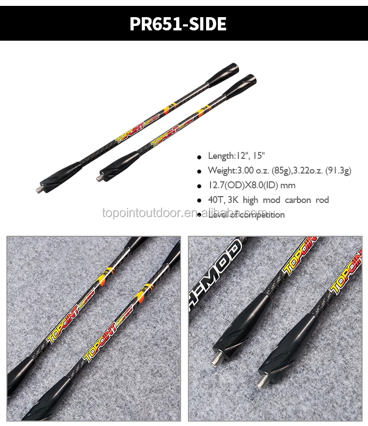 Topoint Archery Target Long Rod Stabilizers,3k Pure Carbon,Level Of
