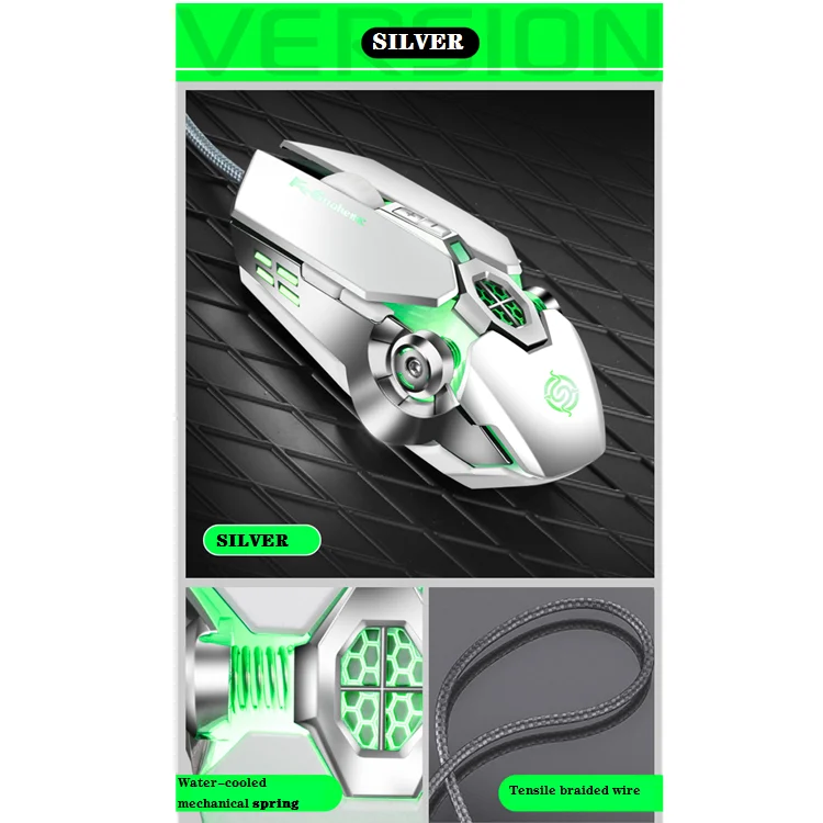 Ksnake Q7 Mouse Game Wired 7 Color Illuminated Usb 4000 Dpi Mechanical